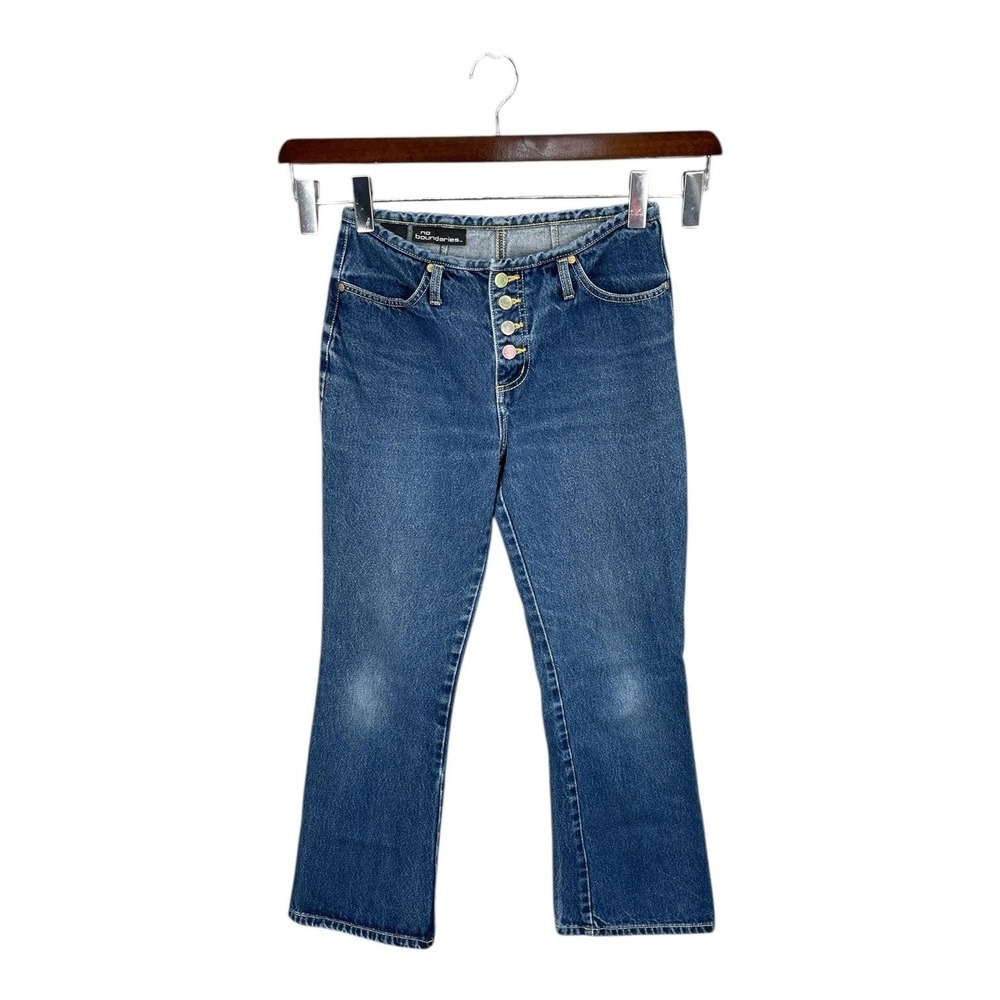 Vintage Jeans Junior Button Fly Bootcut Streetwear Y2K Denim Cotton Size 9 Blue